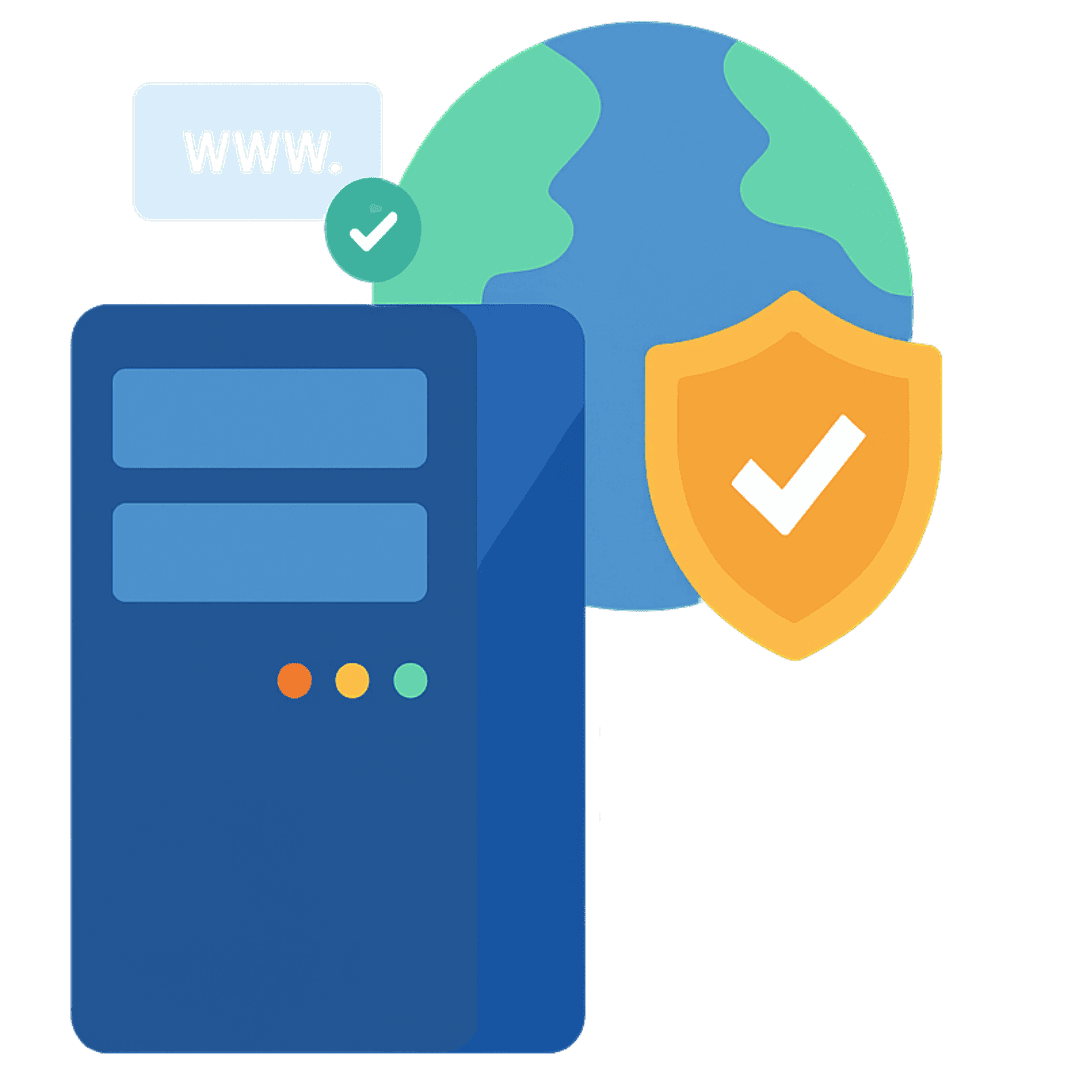 Servidor seguro junto a internet y escudo protección