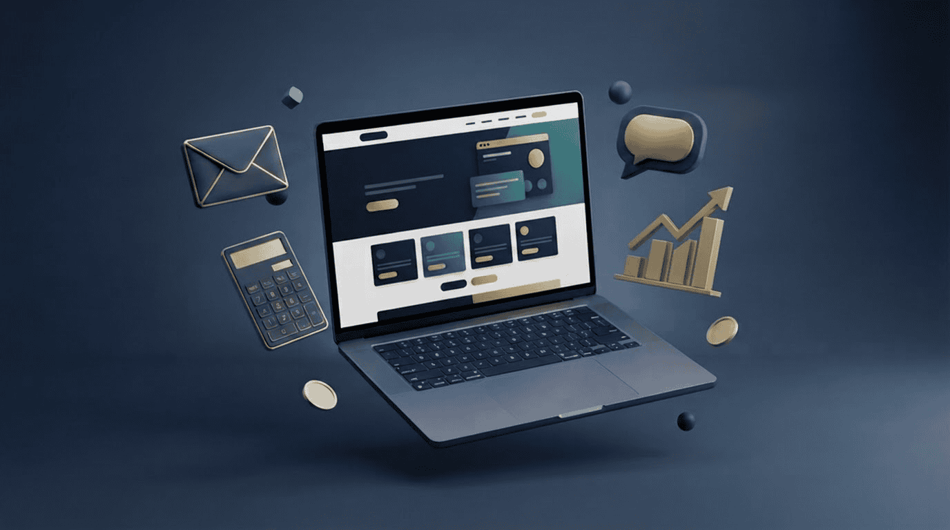 Integrar MailPoet y WhatsApp para embudos combinados: render 3D de sobre de correo, burbuja de chat y embudo de conversión