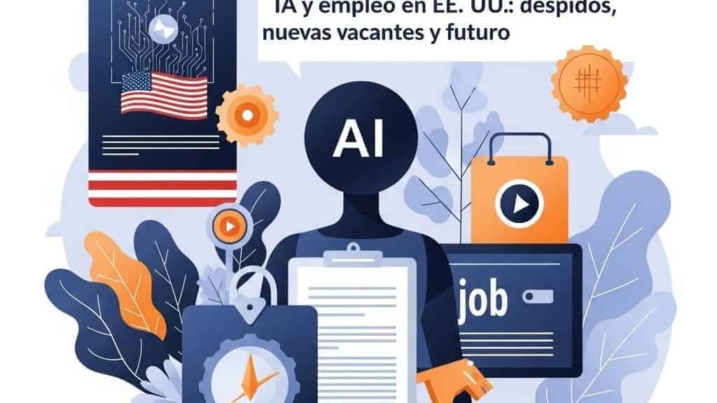 Ilustración sobre IA y empleo en Estados Unidos