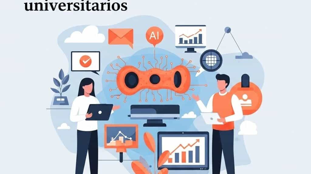 Ilustración de tecnología y economía en educación universitaria