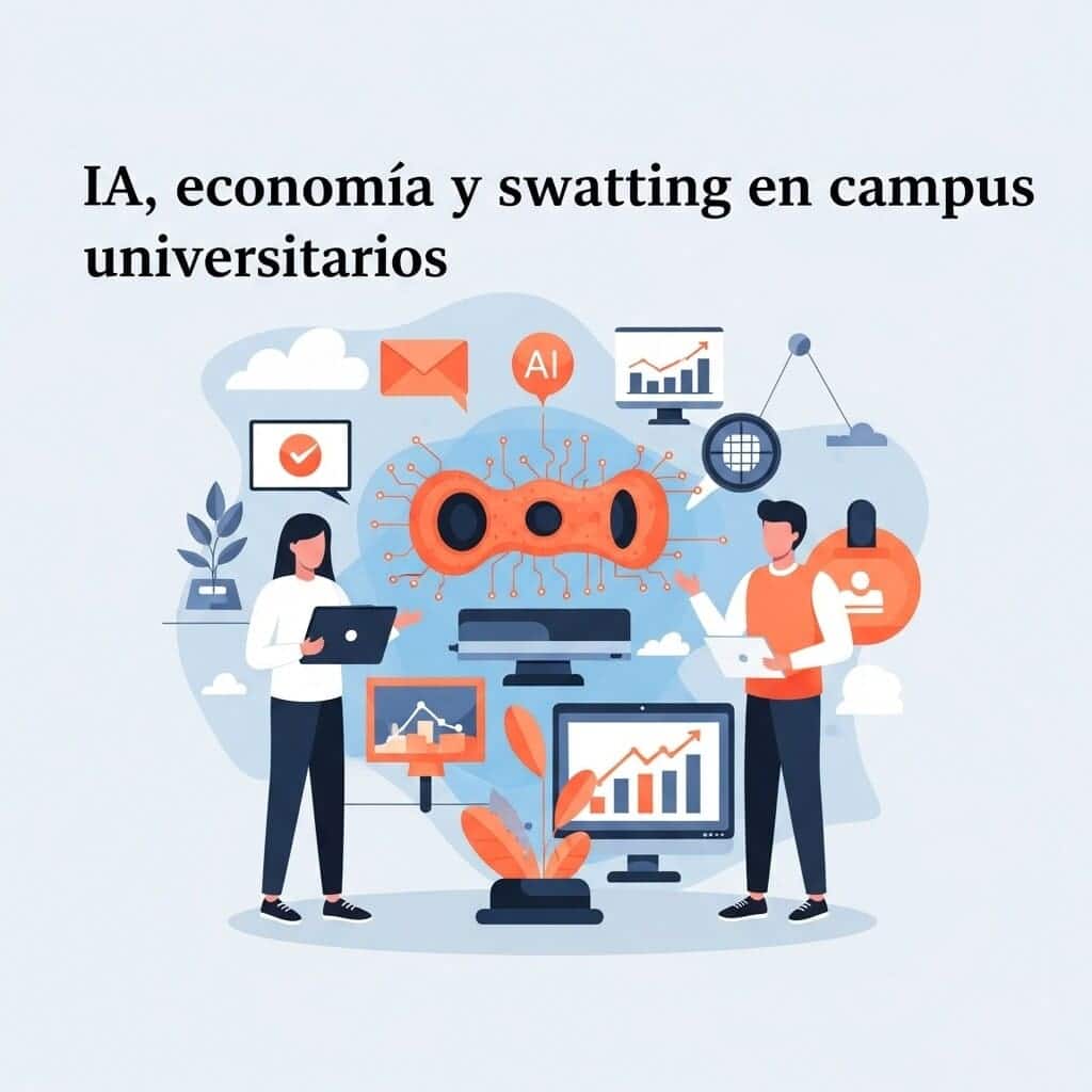Ilustración de tecnología y economía en educación universitaria