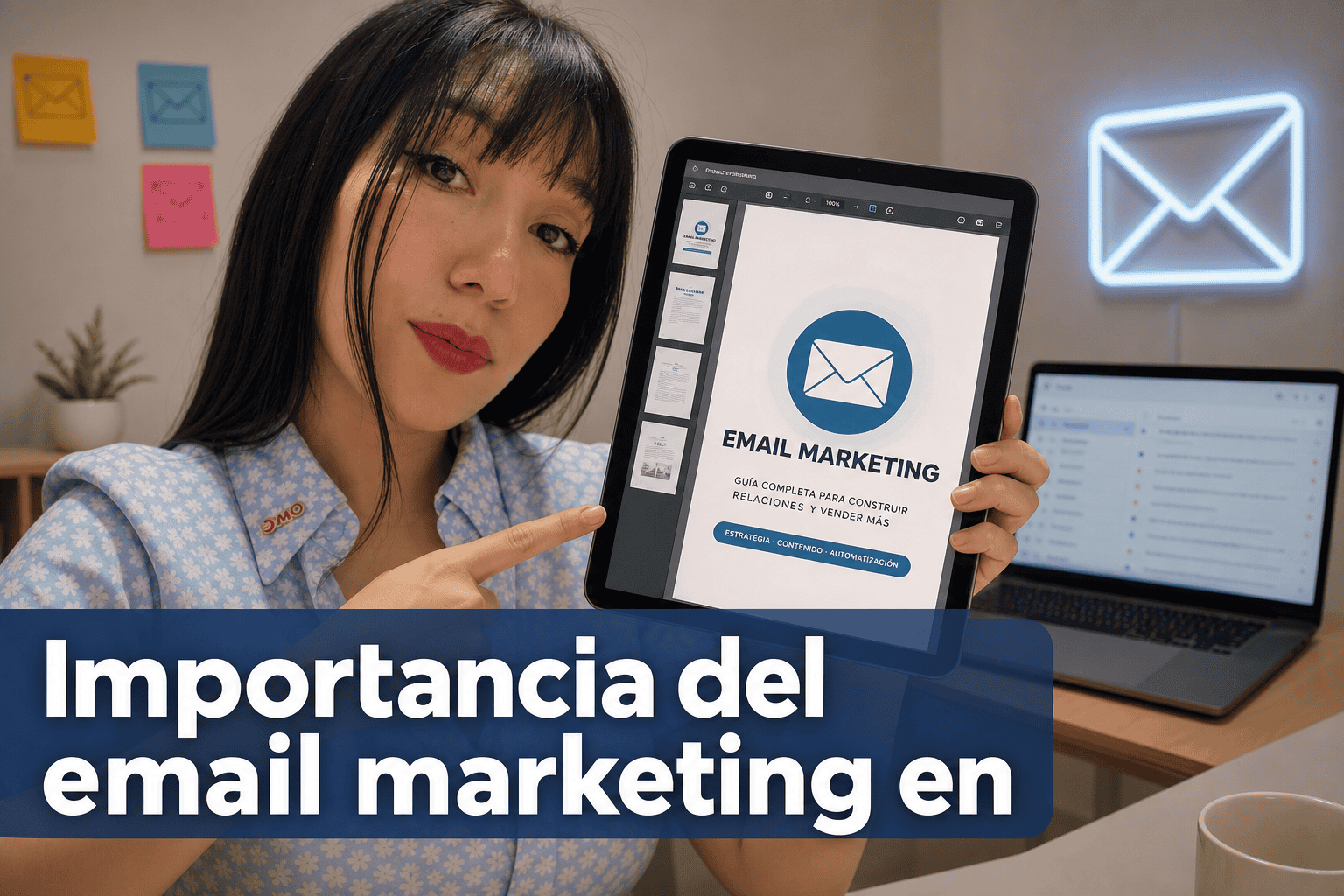 Persona sosteniendo tablet sobre marketing por correo electrónico.