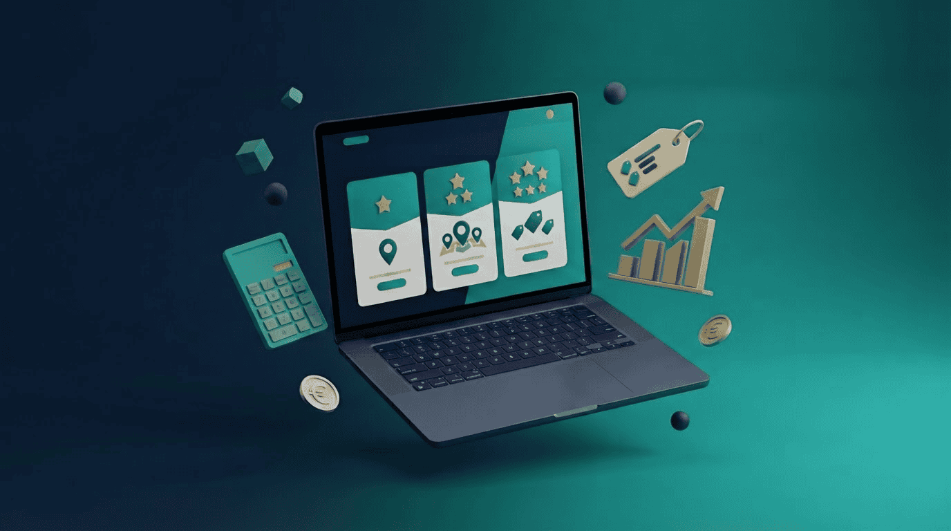 Precios de agencia SEO local: monedas de euro y gráfico ascendente en 3D