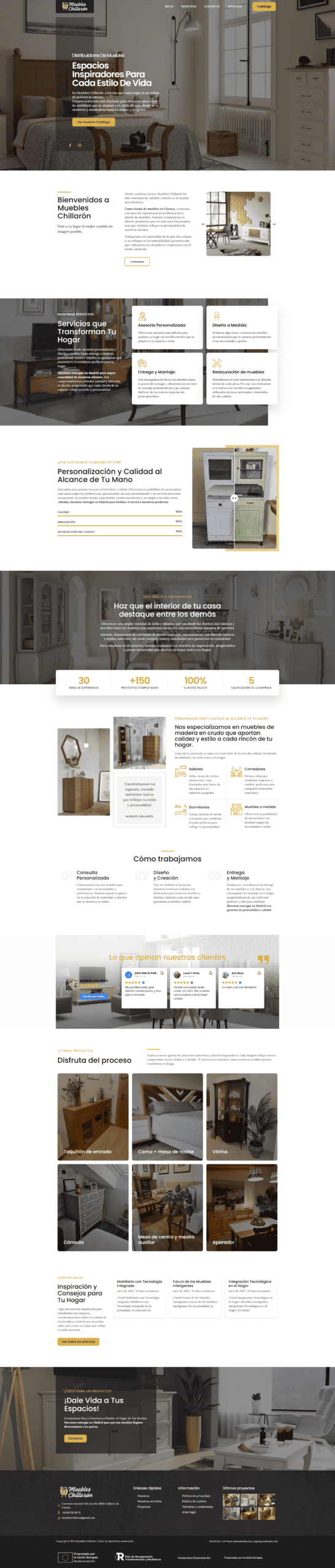 Página web de Muebles Chillarón con catálogo y servicios